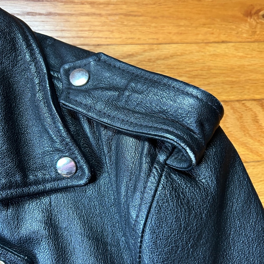 Wilsons Leather Black Biker Jacket - Picture 14 of 16